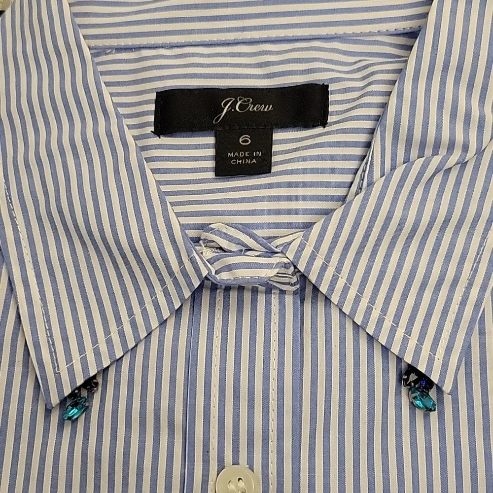 J. Crew Embellished Slim Fit Perfect Shirt Sz 6 - Picture 10 of 10